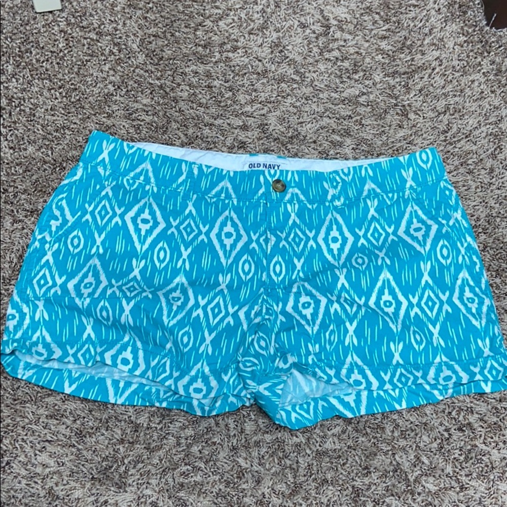 NWOT Teal print canvas shorts